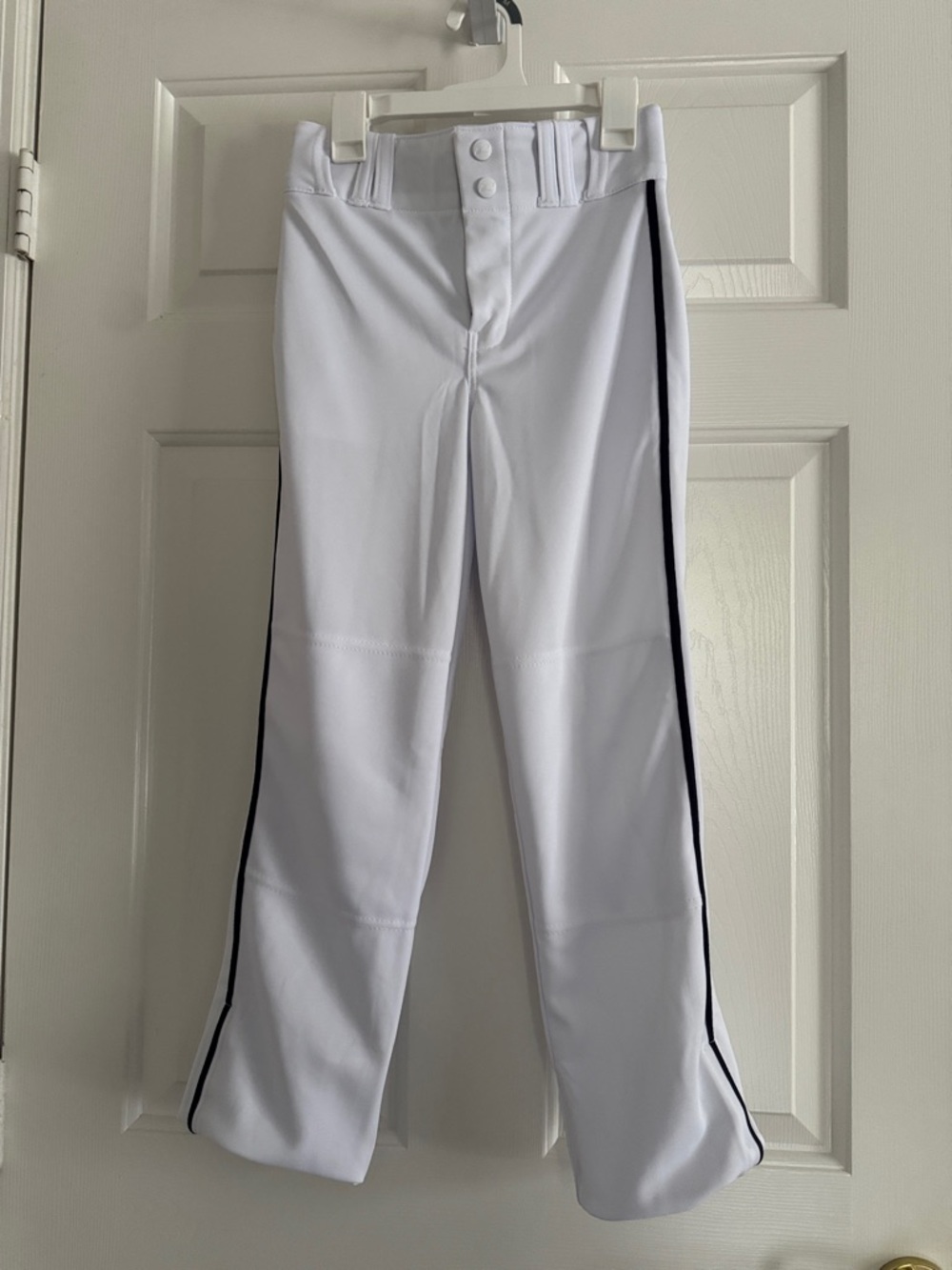 White Champro Baseball Pants with Navy Side Stripe YM